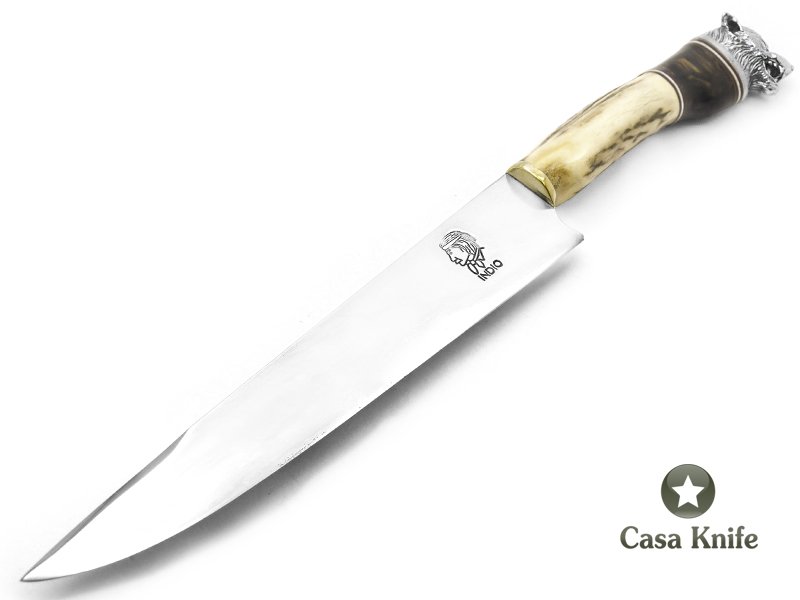Indio faca para colecionador em aço carbono com empunhadura em chifre de cervo 33 cm