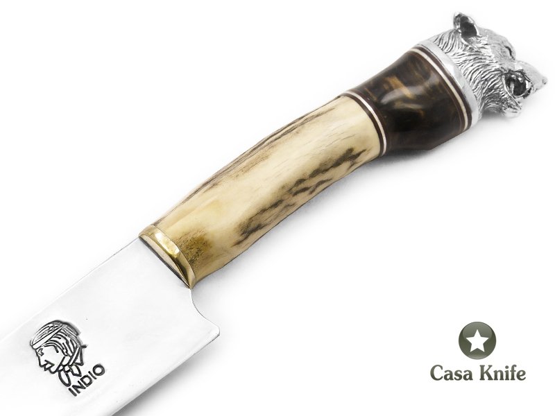 Indio faca para colecionador em aço carbono com empunhadura em chifre de cervo 33 cm