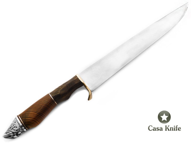 Indio faca para colecionador em aço carbono com empunhadura em madeira de pinho riga e alumilite 34 cm