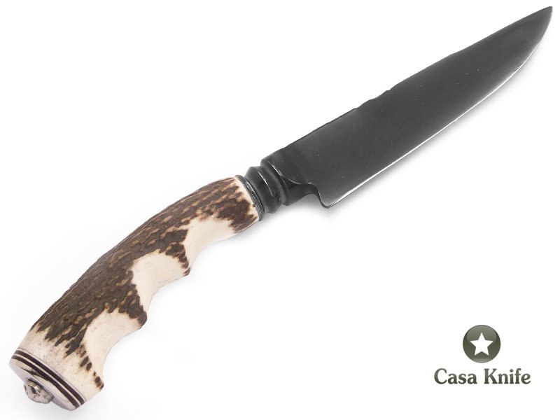Indio faca para colecionador em aço D2 integral acetinado com empunhadura em chifre de cervo 24 cm