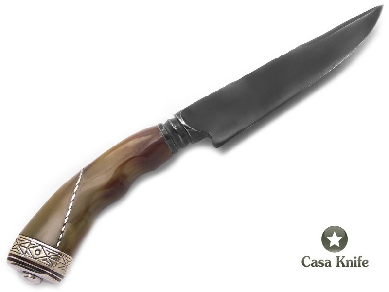 Indio faca para colecionador em aço inox acetinado integral com empunhadura em chifre de boi 25 cm