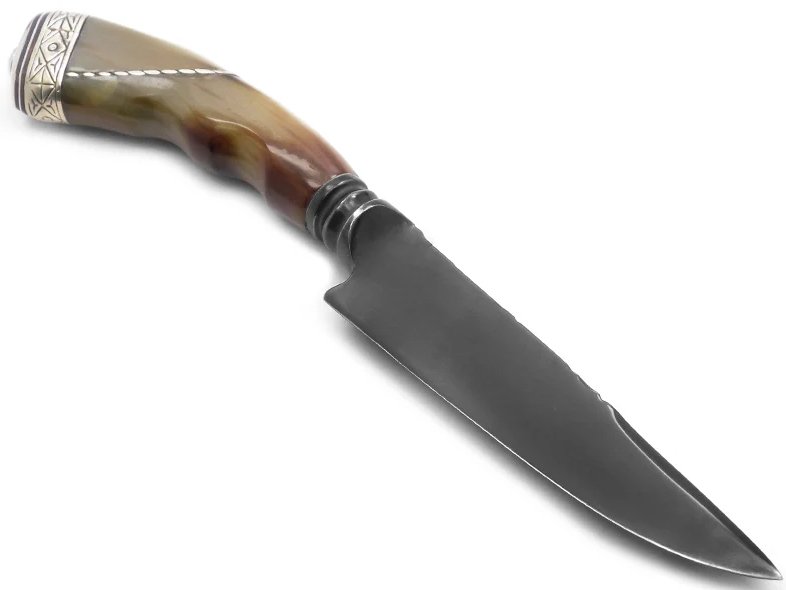 Indio faca para colecionador em aço inox acetinado integral com empunhadura em chifre de boi 25 cm