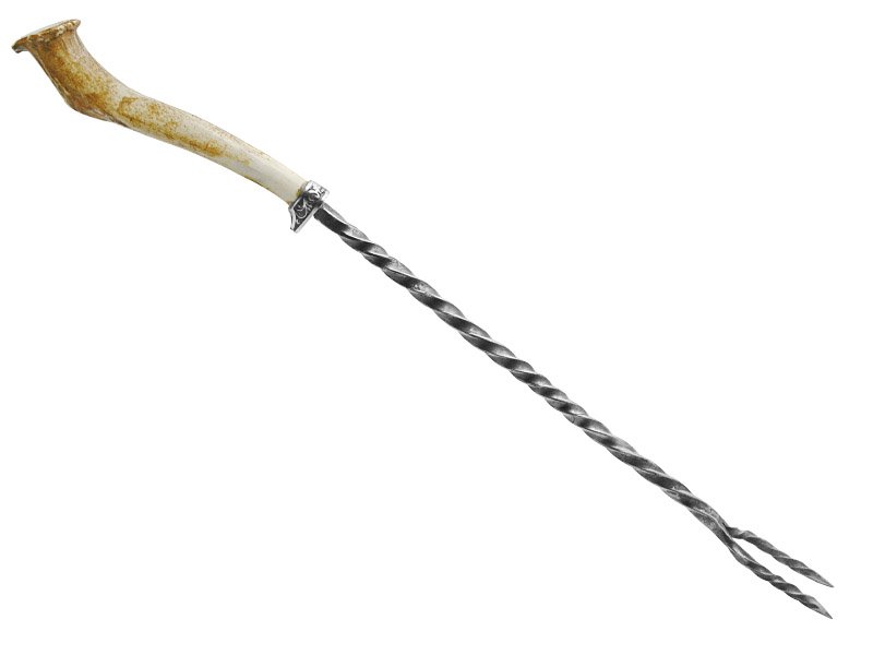 Kit parrilha artesanal forjado em aço 1070. Empunhadura chifre de cervo sambar