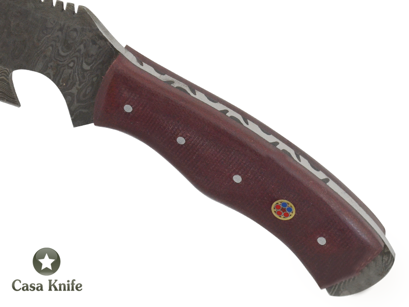 Machadinha chopper para colecionador em aço damasco, empunhadura em Micarta, 22 cm