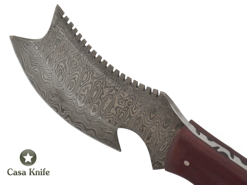 Machadinha chopper para colecionador em aço damasco, empunhadura em Micarta, 22 cm