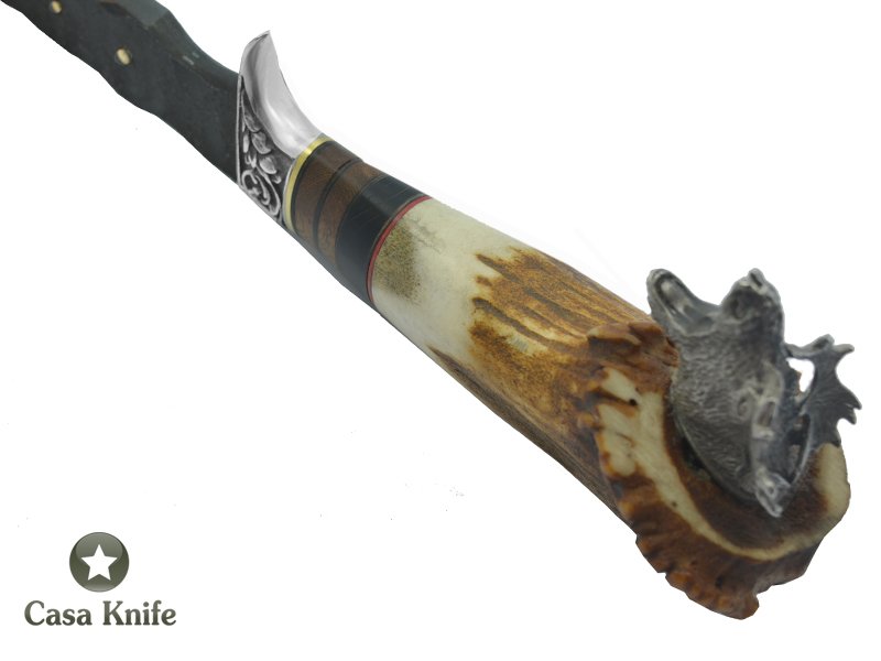 Adelar Filippon Machado em aço 5160 Brutt Forge para colecinador. Empunhadura em Chifre de Cervo com Roseta , 38 cm