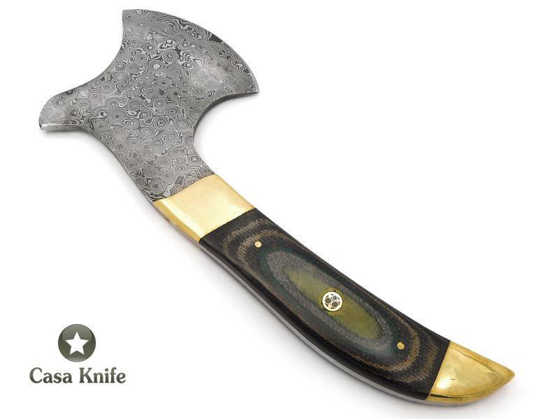 Machadinho em aço damasco com empunhadura em micarta 26 cm