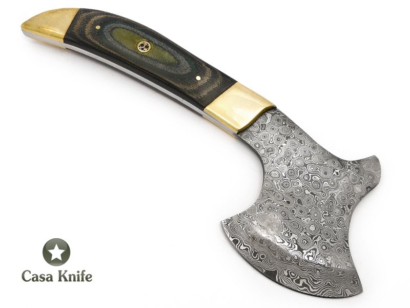 Machadinho em aço damasco com empunhadura em micarta 26 cm