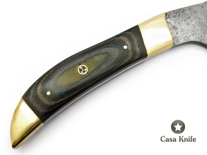 Machadinho em aço damasco com empunhadura em micarta 26 cm