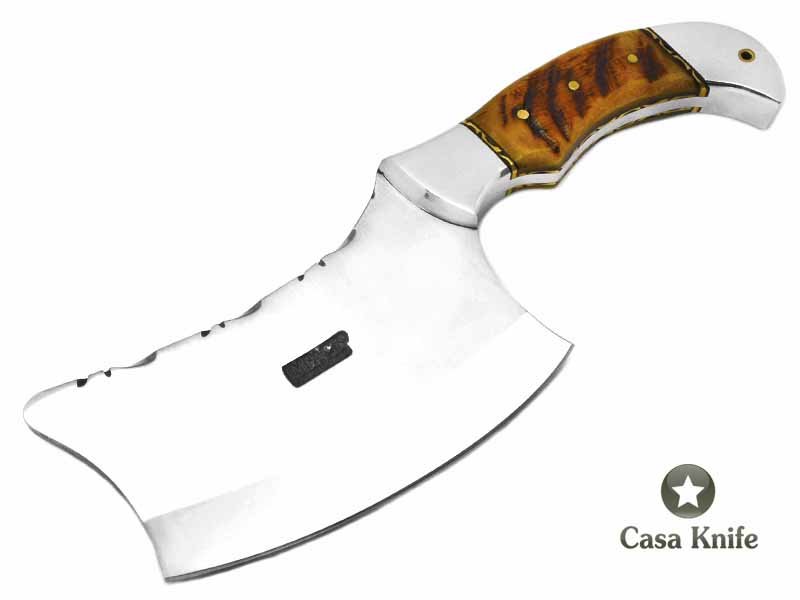 Faca Cutelo Full Tang para colecionador em aço D2 com empunhadura em chifre de carneiro 24 cm