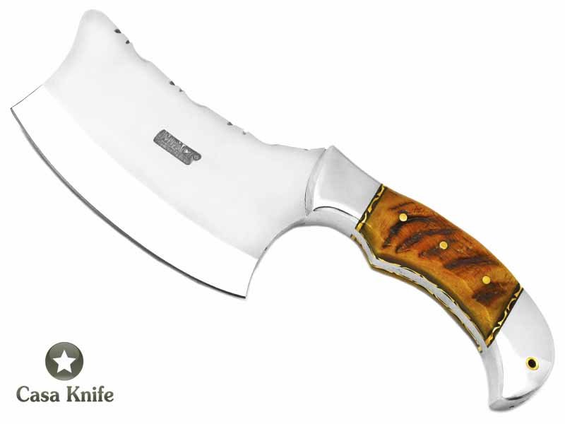 Faca Cutelo Full Tang para colecionador em aço D2 com empunhadura em chifre de carneiro 24 cm