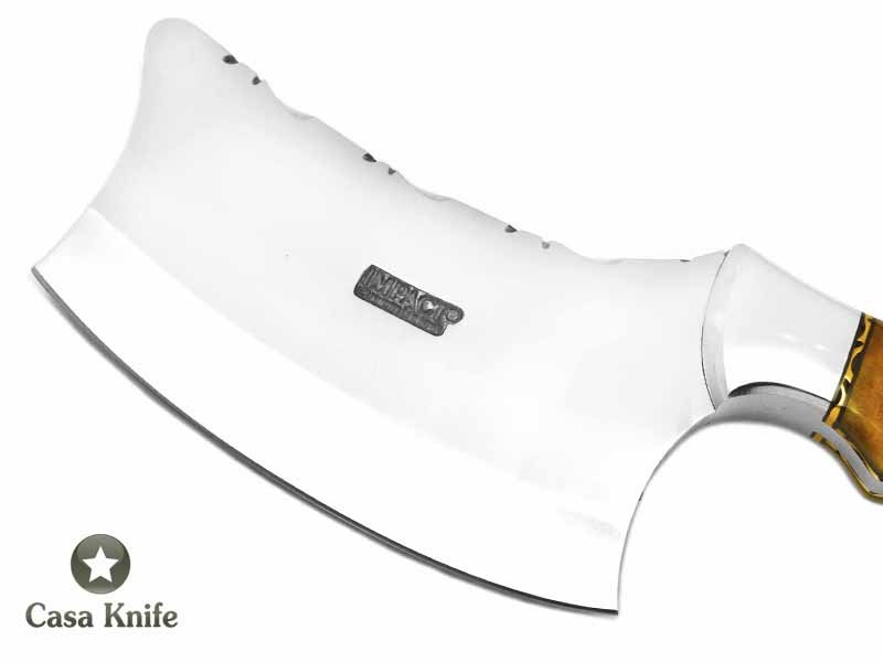 Faca Cutelo Full Tang para colecionador em aço D2 com empunhadura em chifre de carneiro 24 cm