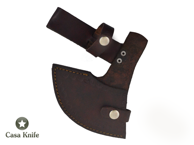 Machado Tomahawk pipe para colecionador em aço damasco com empunhadura em madeira de Jacarandá da Bahia, 49cm