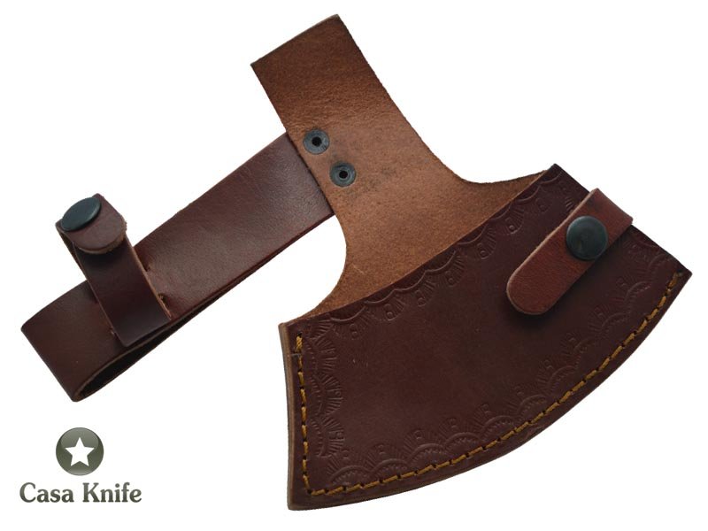 Machado Tomahawk pipe para colecionador em aço damasco com empunhadura em madeira de Jacarandá da Bahia, 53cm
