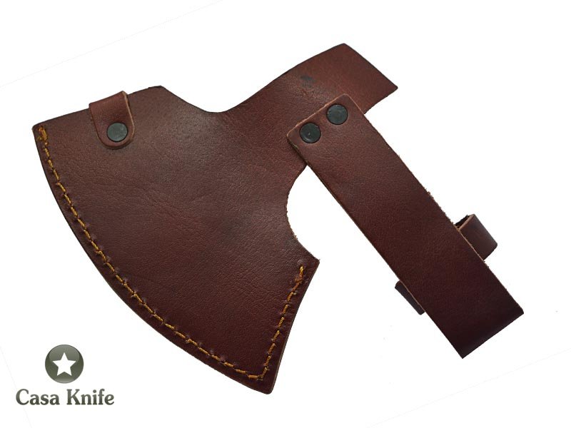 Machado Tomahawk pipe para colecionador em aço damasco com empunhadura em madeira de Jacarandá da Bahia, 53cm