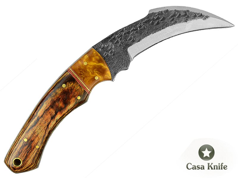Magnifica faca Karambit Brut Forge para colecionador forjada em aço 1095. Empunhadura em pakkawood e aluminite,19 cm