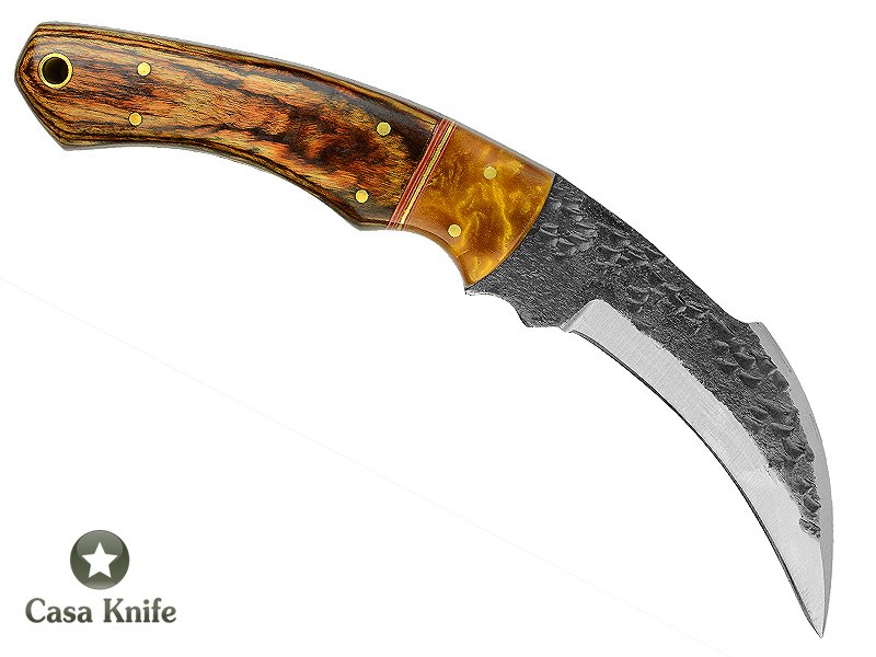 Magnifica faca Karambit Brut Forge para colecionador forjada em aço 1095. Empunhadura em pakkawood e aluminite,19 cm