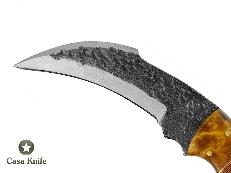Magnifica faca Karambit Brut Forge para colecionador forjada em aço 1095. Empunhadura em pakkawood e aluminite,19 cm