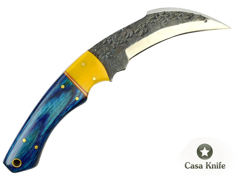 Magnifica faca Karambit Brut Forge para colecionador forjada em aço 1095. Empunhadura em pakkawood e aluminite,19 cm