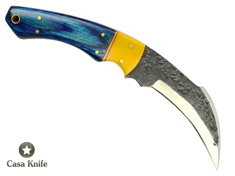 Magnifica faca Karambit Brut Forge para colecionador forjada em aço 1095. Empunhadura em pakkawood e aluminite,19 cm