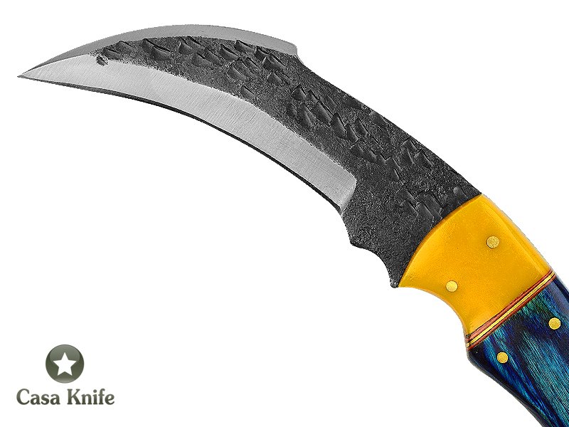 Magnifica faca Karambit Brut Forge para colecionador forjada em aço 1095. Empunhadura em pakkawood e aluminite,19 cm