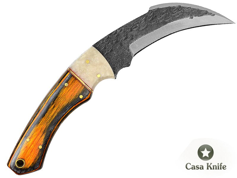 Magnifica faca Karambit Brut Forge para colecionador forjada em aço 1095. Empunhadura em pakkawood e aluminite,19 cm