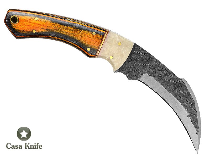 Magnifica faca Karambit Brut Forge para colecionador forjada em aço 1095. Empunhadura em pakkawood e aluminite,19 cm