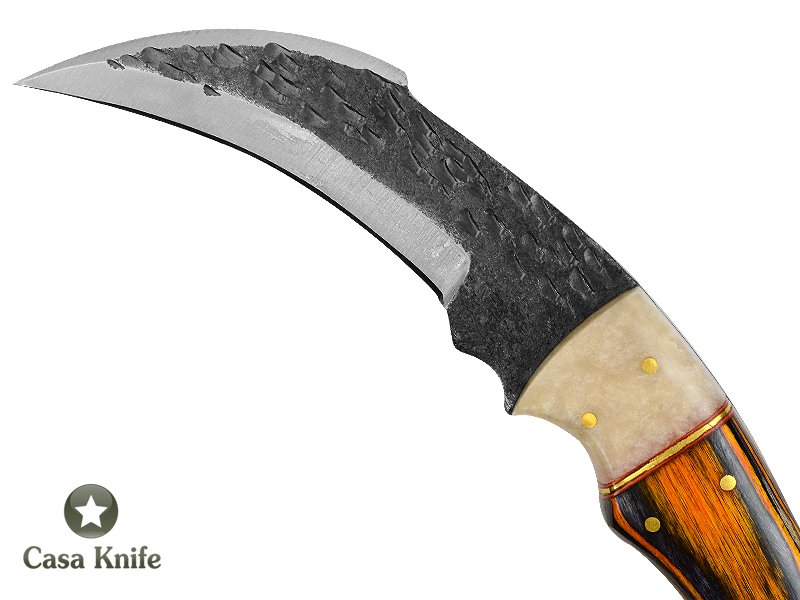 Magnifica faca Karambit Brut Forge para colecionador forjada em aço 1095. Empunhadura em pakkawood e aluminite,19 cm