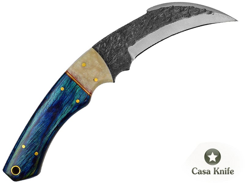 Magnifica faca Karambit Brut Forge para colecionador forjada em aço 1095. Empunhadura em pakkawood e aluminite,19 cm