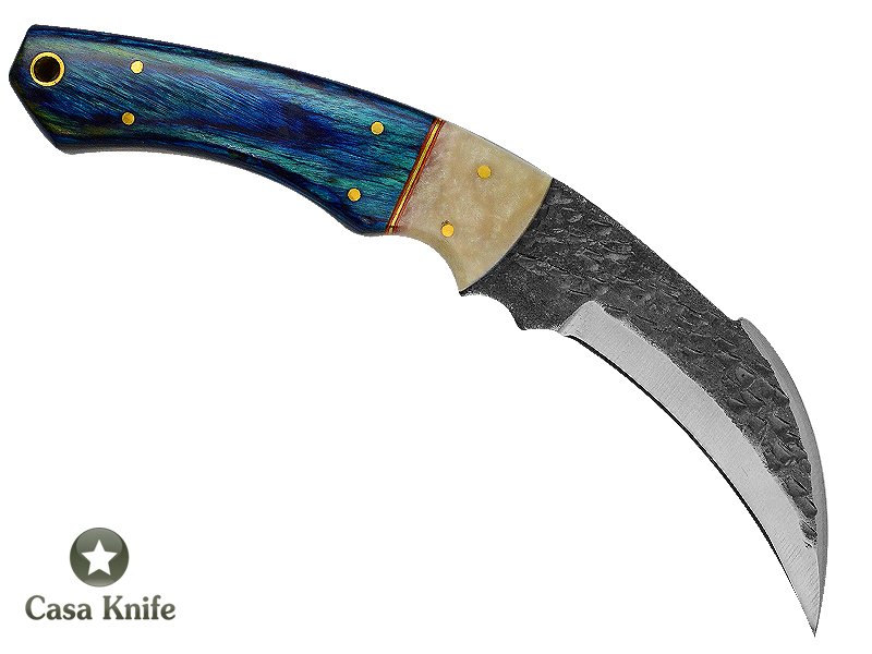 Magnifica faca Karambit Brut Forge para colecionador forjada em aço 1095. Empunhadura em pakkawood e aluminite,19 cm