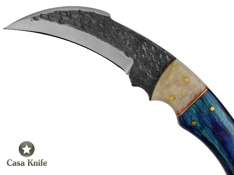 Magnifica faca Karambit Brut Forge para colecionador forjada em aço 1095. Empunhadura em pakkawood e aluminite,19 cm