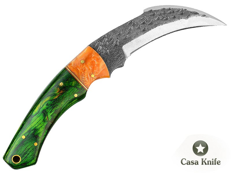 Magnifica faca Karambit Brut Forge para colecionador forjada em aço 1095. Empunhadura em pakkawood e aluminite,19 cm
