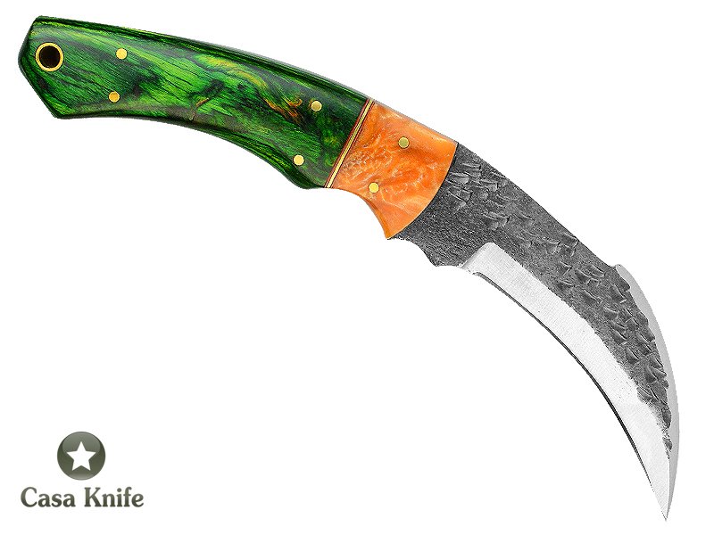 Magnifica faca Karambit Brut Forge para colecionador forjada em aço 1095. Empunhadura em pakkawood e aluminite,19 cm