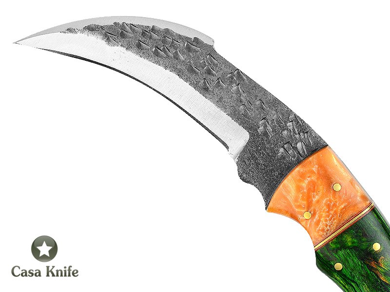 Magnifica faca Karambit Brut Forge para colecionador forjada em aço 1095. Empunhadura em pakkawood e aluminite,19 cm