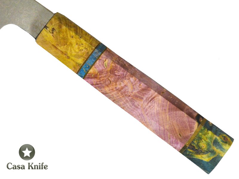 Magnifica faca Santoku para colecionador forjada em aço damasco VG10, com 67 camadas, 35 cm