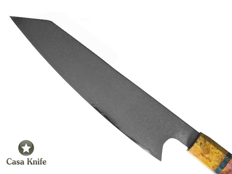 Magnifica faca Santoku para colecionador forjada em aço damasco VG10, com 67 camadas, 35 cm