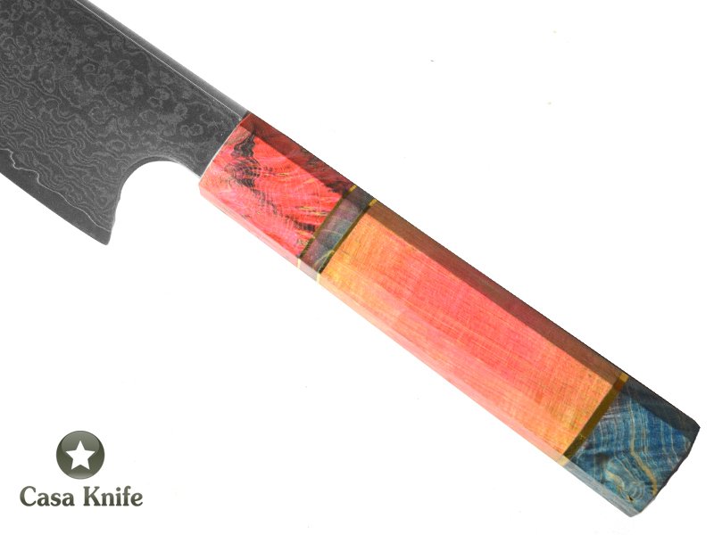 Magnifica faca Santoku para colecionador forjada em aço damasco VG10, com 67 camadas, 35 cm