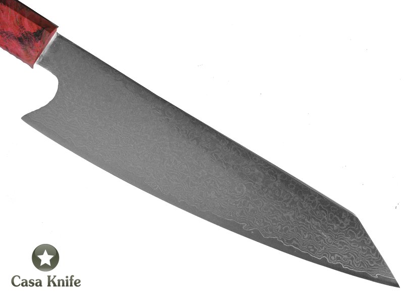 Magnifica faca Santoku para colecionador forjada em aço damasco VG10, com 67 camadas, 35 cm