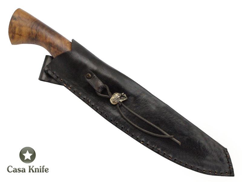 Magnifica faca Santoku para colecionador forjada em Aço Damasco VG10, com 67 camadas, Empunhadura em Rádica de Roseira, 33 cm