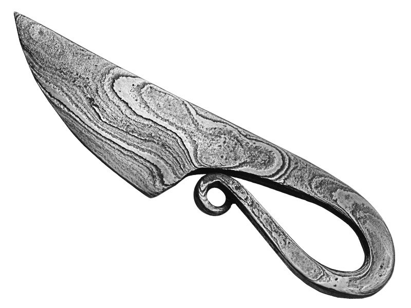 Mini faca de bolso para colecionador forjado em aço damasco. 5cm