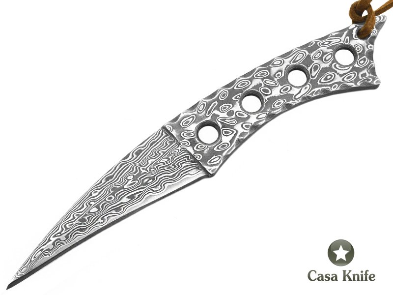 Mini faca de sobrevivência para colecionador toda forjada em aço damasco, 14 cm