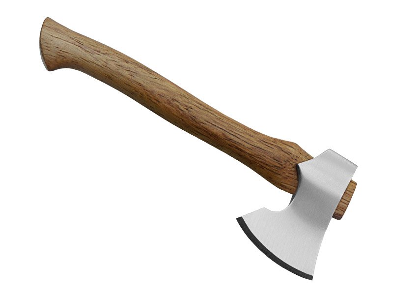 Mini machado para colecionador em aço inoxidável. Empunhadura em Jacarandá da Bahia, 11 cm