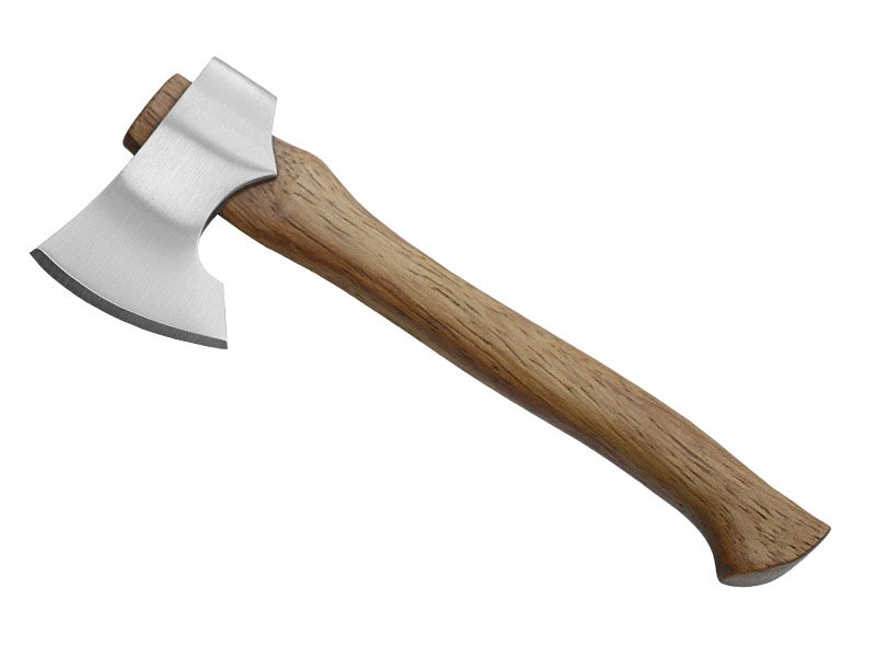 Mini machado para colecionador em aço inoxidável. Empunhadura em Jacarandá da Bahia, 11 cm