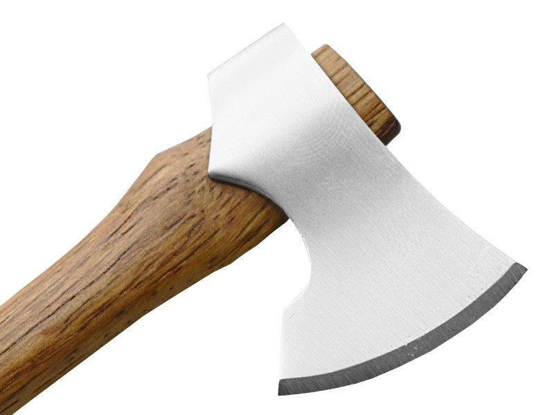 Mini machado para colecionador em aço inoxidável. Empunhadura em Jacarandá da Bahia, 11 cm