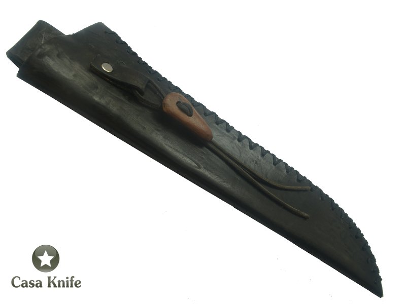 Faca Cheff Monte Cristo para colecionador forjado em aço 5160 fosfatizado. Empunhadura em Bruna Mista. 37 cm