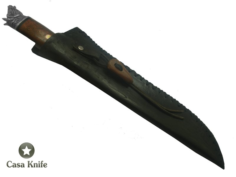 Faca Cheff Monte Cristo para colecionador forjado em aço 5160 fosfatizado. Empunhadura em Bruna Mista. 37 cm