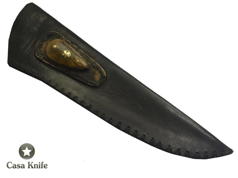 Monte Cristo Faca Cheff para colecionador forjado em aço damasco, empunhadura em Spalted Plantano estabilizado, 33 cm