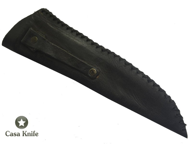 Monte Cristo Faca Cheff para colecionador forjado em aço damasco, empunhadura em Spalted Plantano estabilizado, 33 cm