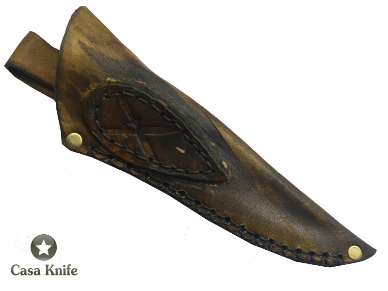 Faca para colecionador Montecristo forjada em aço inox 420. Empunhadura em Spalted Platano estabilizado, 24 cm