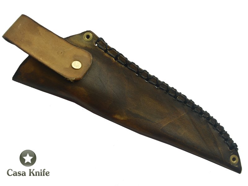 Faca para colecionador Montecristo forjada em aço inox 420. Empunhadura em Spalted Platano estabilizado, 24 cm